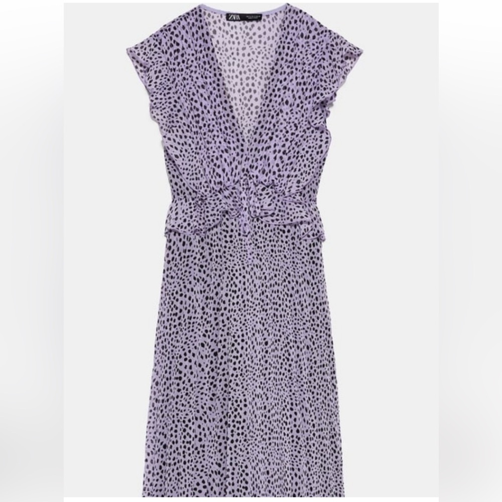 Zara Lavender Spotted Midi Dress